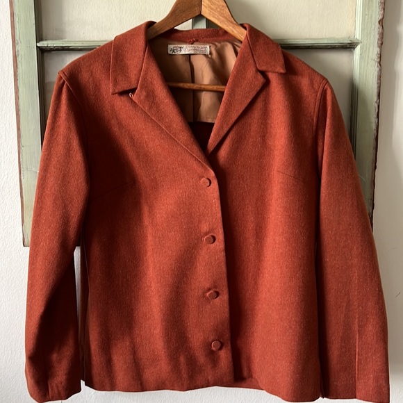 Vintage Evan Picone Two Piece Suit Pumpkin/Rust Jacket & Skirt circa 1950’s Sz S - Picture 5 of 17